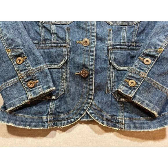 DKNY JEANS Jean Jacket Womens Small Blue Denim Pockets Button Long Sleeve Ladies - Picture 3 of 10